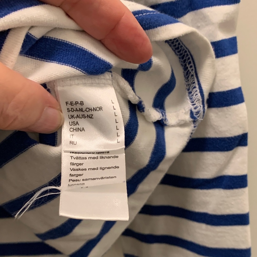 Striped Blue and White Long Sleeve Top - Picture 3 of 5